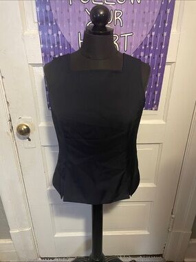 Classic Black Square-Neck Sleeveless Blouse